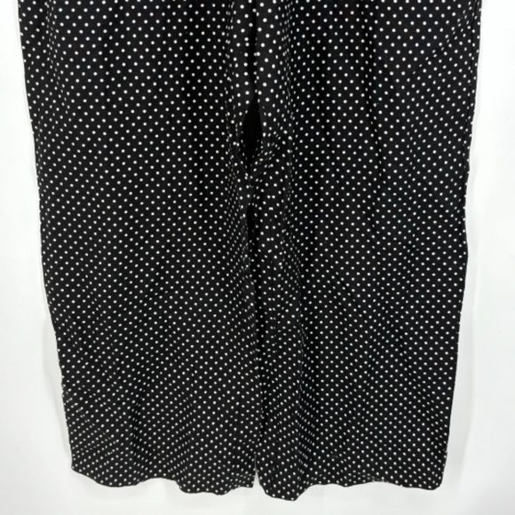 Loft Womens Size 10 Sleeveless Jumpsuit Black White Polka Dot Wide Leg Cropped - Picture 6 of 16
